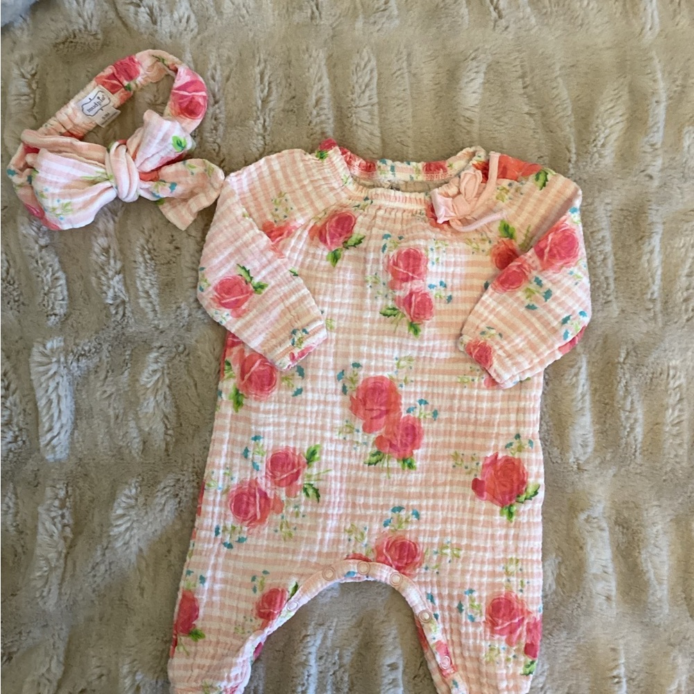 Floral Pink Baby One Piece